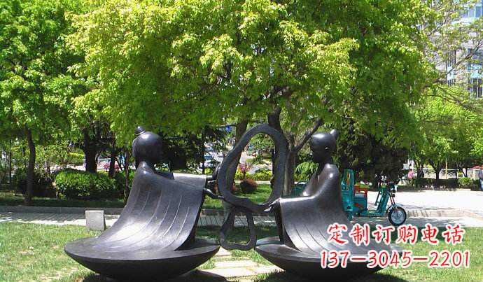 潍坊抽象孔融让梨校园景观铜雕