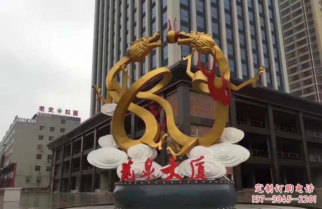 潍坊精美的双龙戏珠不锈钢雕塑