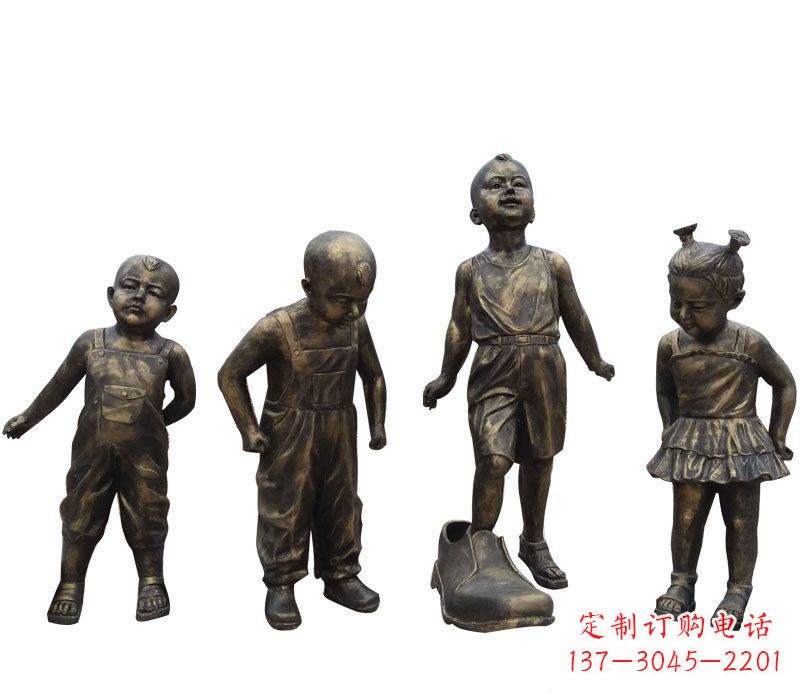 潍坊穿大鞋的儿童铜雕