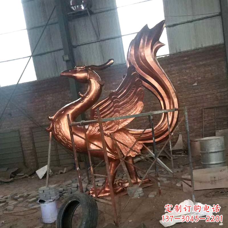潍坊纯铜陵光神君朱雀神兽动物雕塑