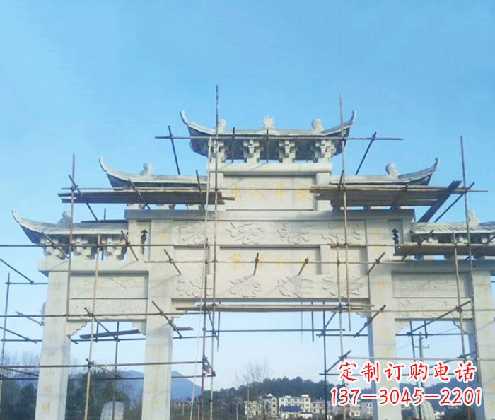 潍坊大理石三门牌坊雕塑