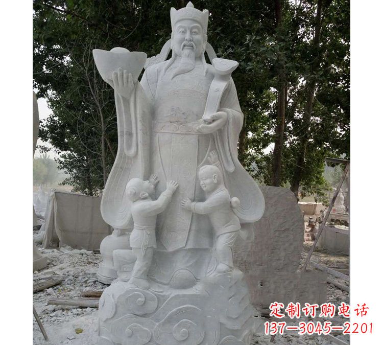 潍坊大理石财神雕塑——守护家庭繁荣