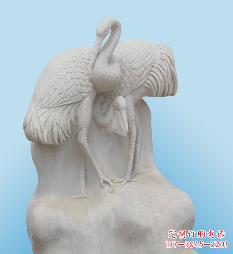 潍坊大理石制作的丹顶鹤雕塑