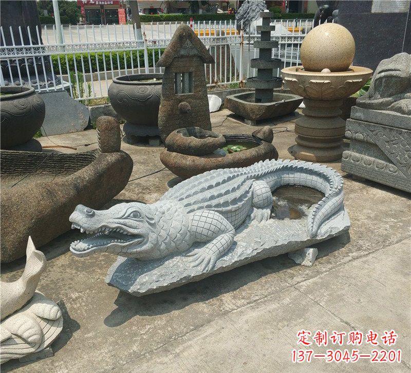 潍坊动物雕塑大理石鳄鱼