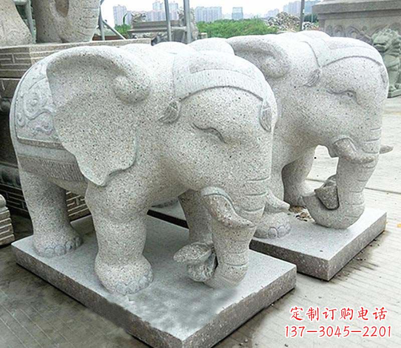 潍坊大理石制作的精美招财大象雕塑