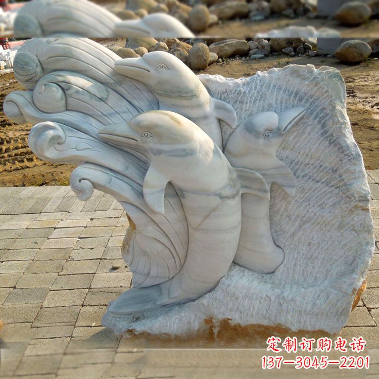 潍坊海豚雕塑以大理石精美绝伦