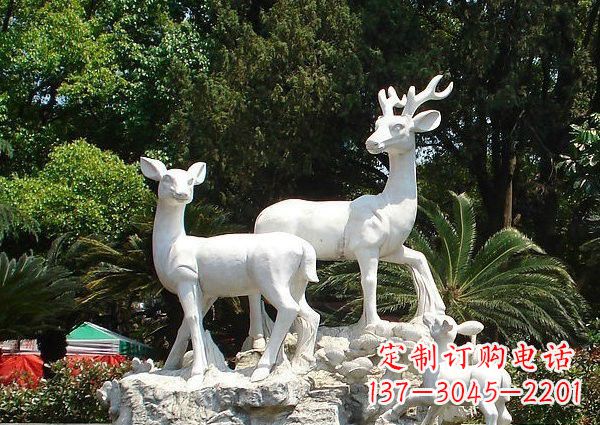 潍坊雕塑艺术——大理石公园小鹿石雕