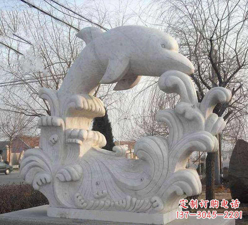 潍坊海豚浪花大理石雕塑