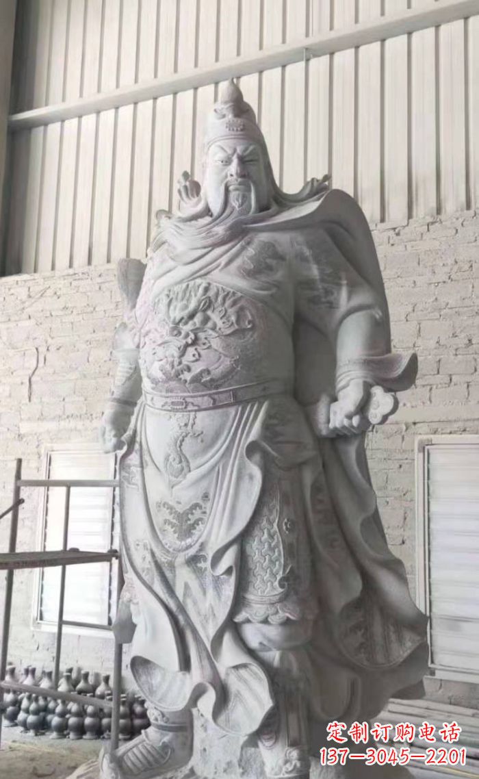 潍坊大理石关公雕塑,精美绝伦