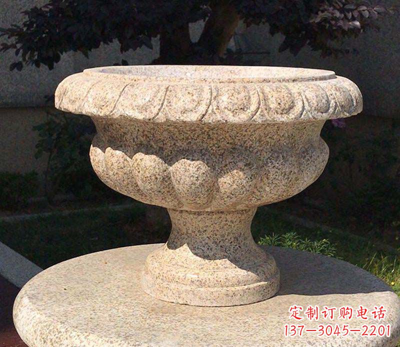 潍坊大理石花钵公园花盆石雕