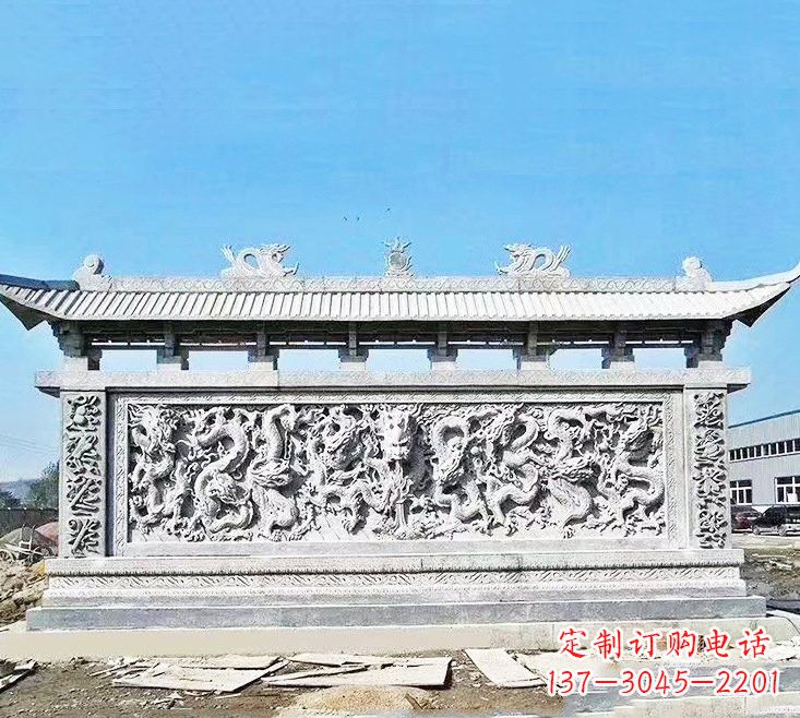 潍坊精美大理石九龙壁雕塑