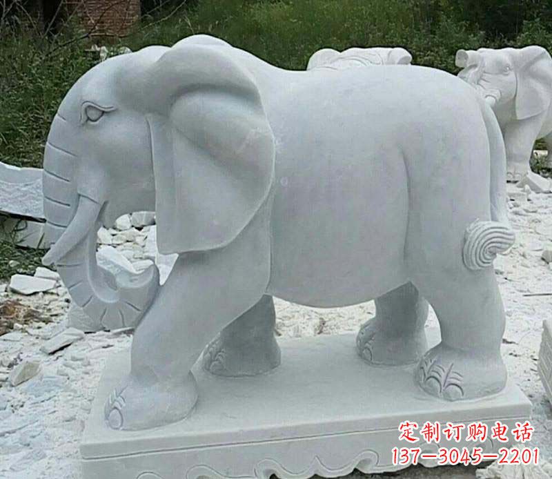 潍坊精雕细琢的大理石大象雕塑