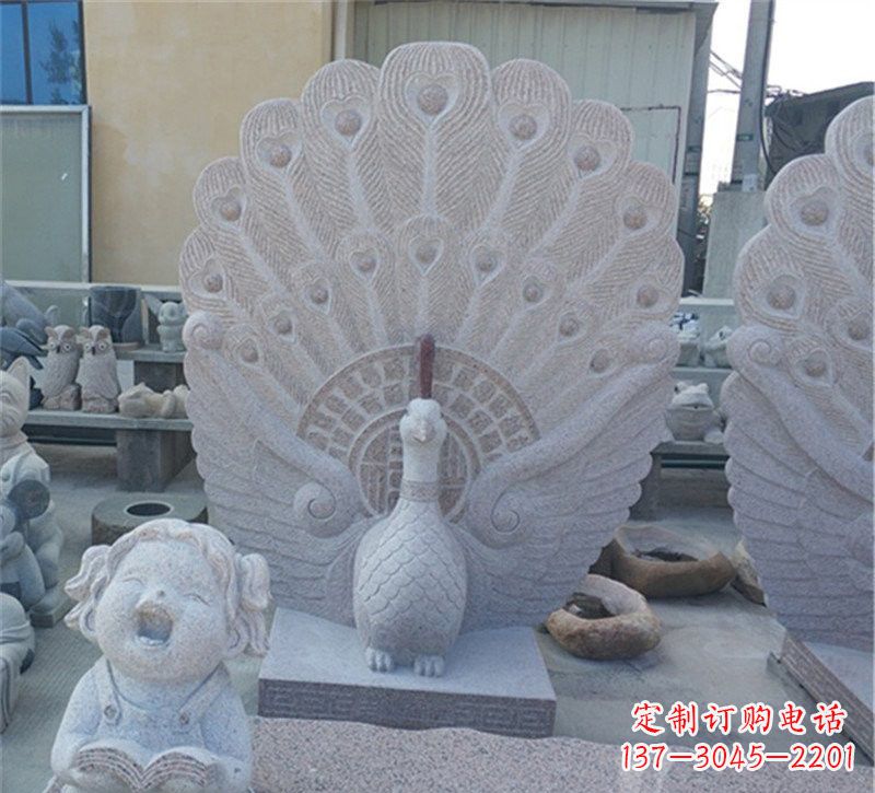 潍坊大理石孔雀开屏石雕