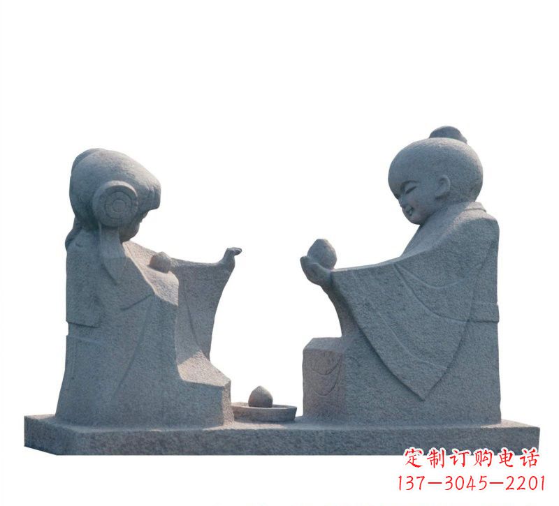 潍坊传统风情——大理石孔融让梨雕塑