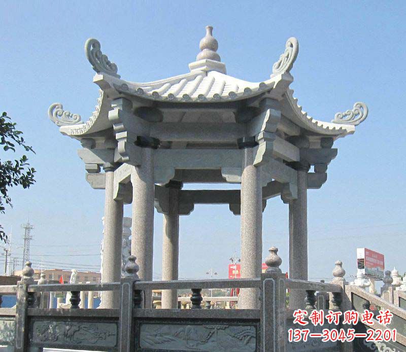 潍坊大理石六角凉亭石雕,为您的家园带来浪漫情怀