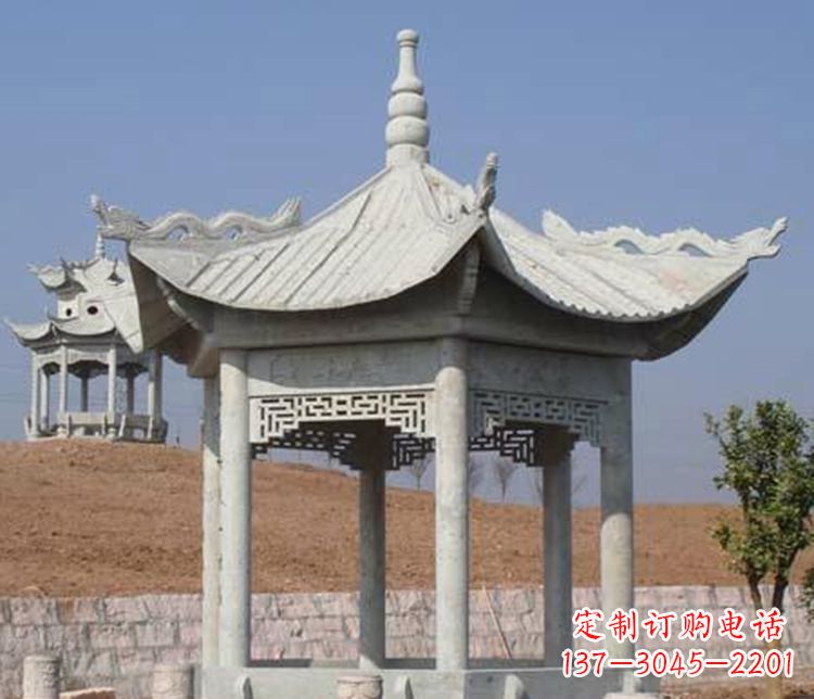 潍坊精美大理石六角凉亭石雕