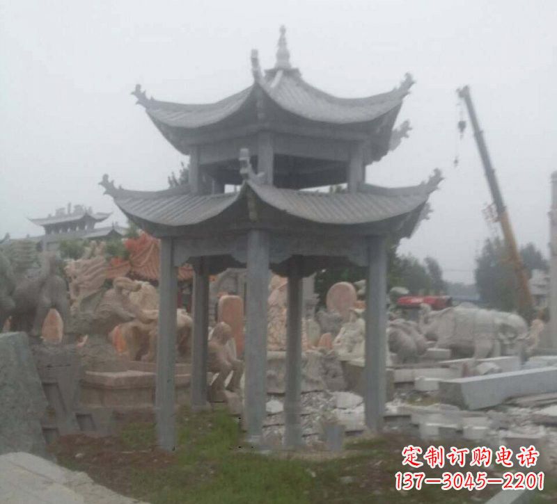 潍坊大理石六角凉亭石雕,精美绝伦