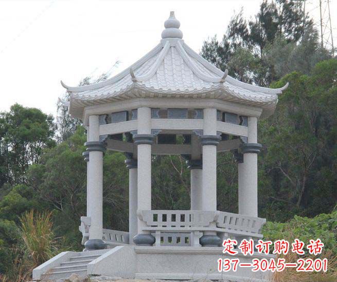 潍坊大理石六角石雕凉亭营造舒适环境的完美体现