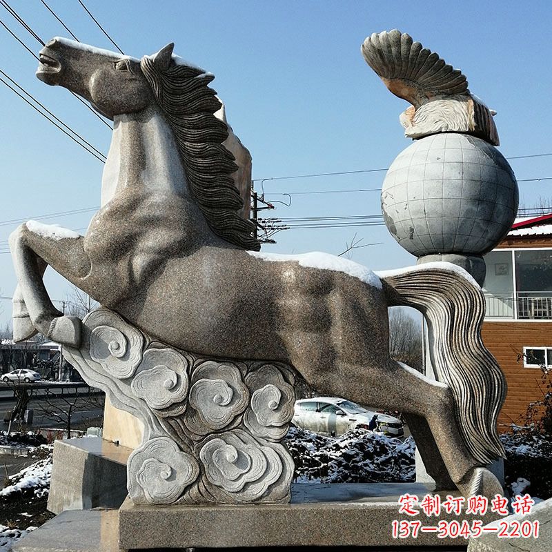 潍坊大理石马踏祥云雕塑