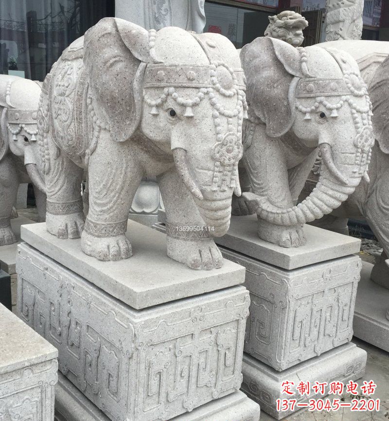 潍坊精美绝伦的大理石门口大象雕塑