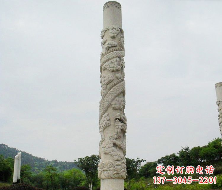 潍坊大理石盘龙柱雕塑