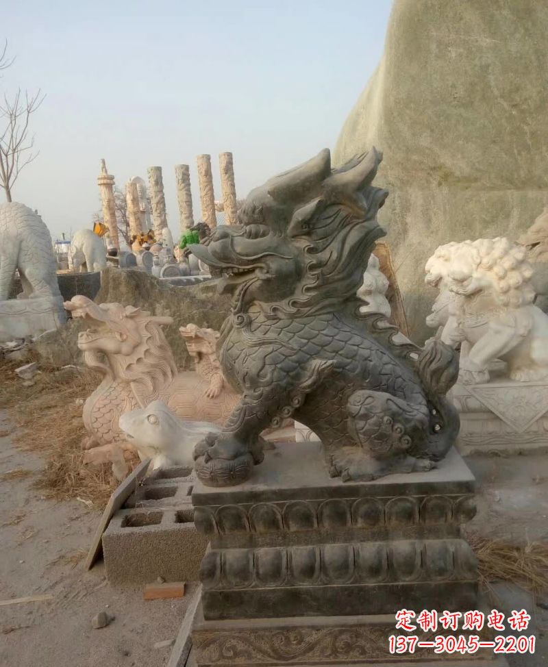 潍坊新中式麒麟雕塑,精美细腻,艺术品级别