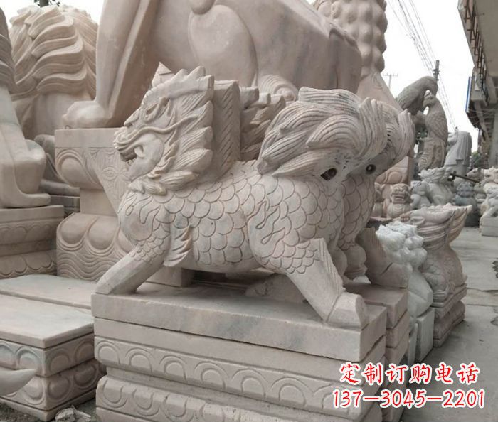 潍坊大理石麒麟古代神兽石雕