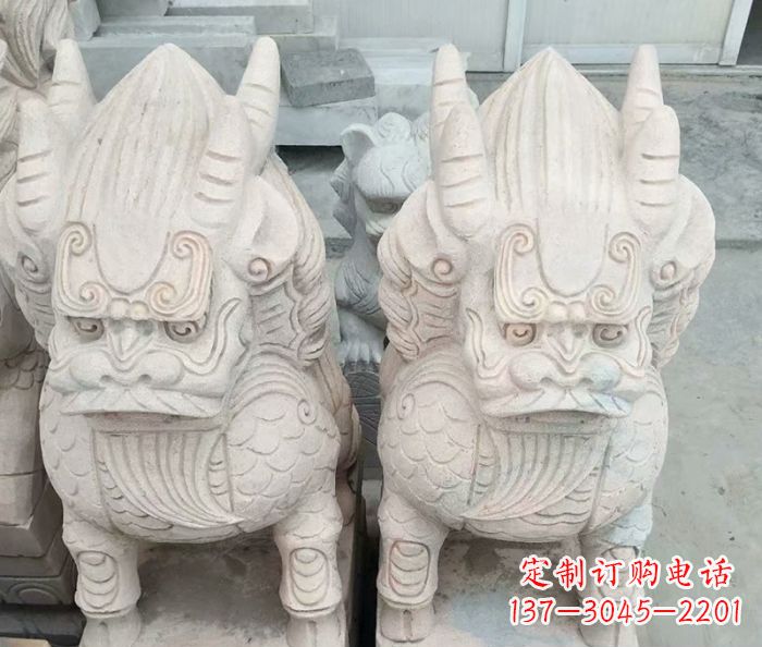 潍坊品质卓越的大理石麒麟古兽雕塑