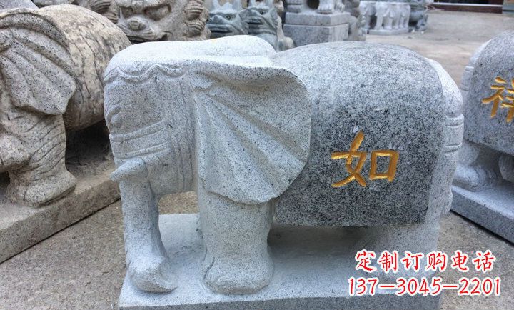 潍坊精美大理石石象雕塑