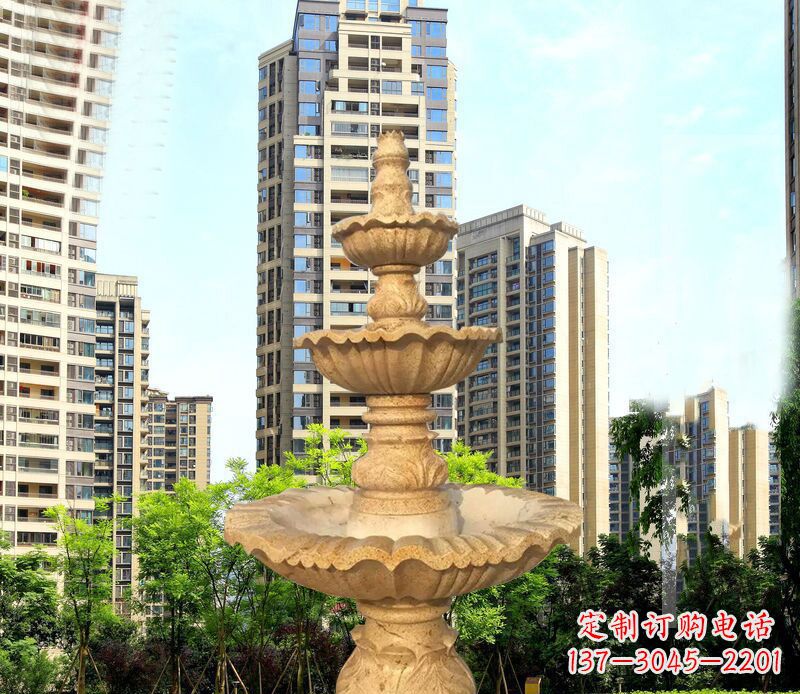潍坊大理石三层喷泉公园石雕 (2)
