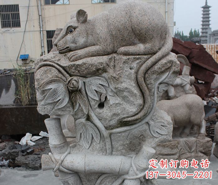 潍坊大理石生肖鼠石雕