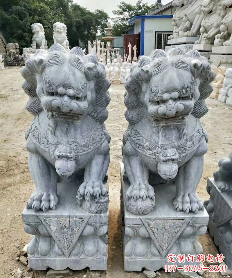 潍坊传统工艺精雕大理石狮子石雕塑