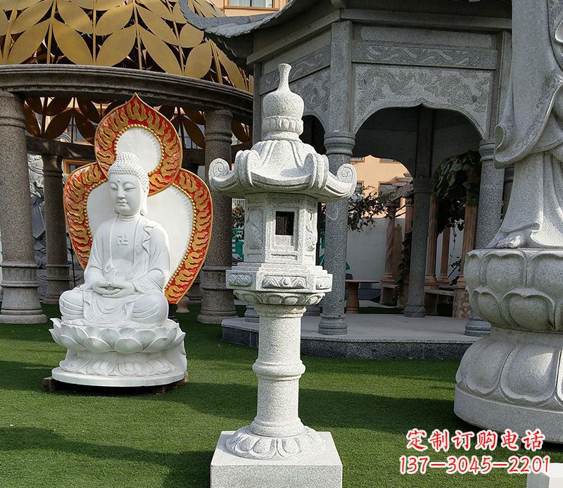 潍坊独特的大理石石灯笼寺庙石雕