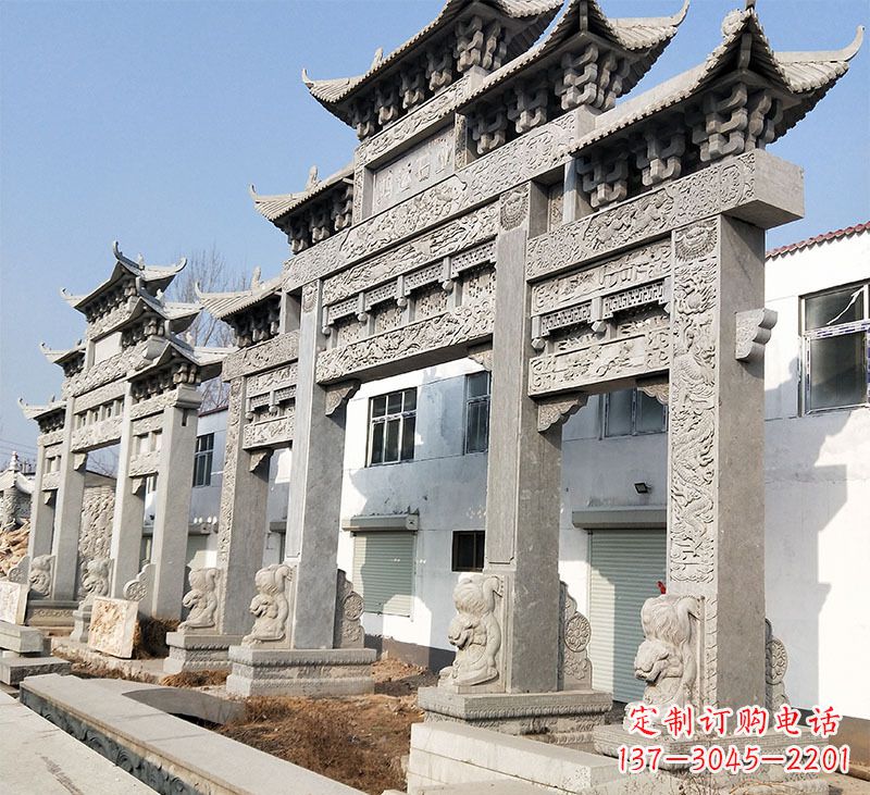 潍坊大理石石雕牌坊雕塑定制
