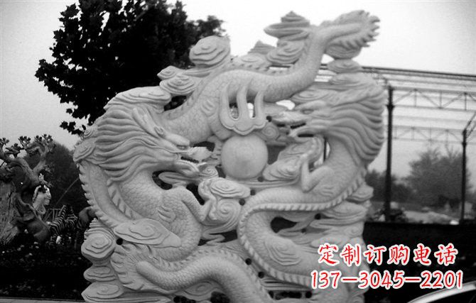 潍坊精美大理石双龙雕塑