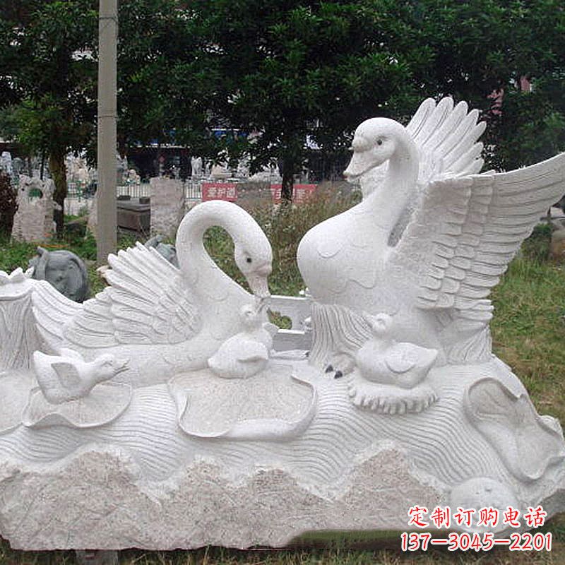 潍坊大理石天鹅精美雕塑