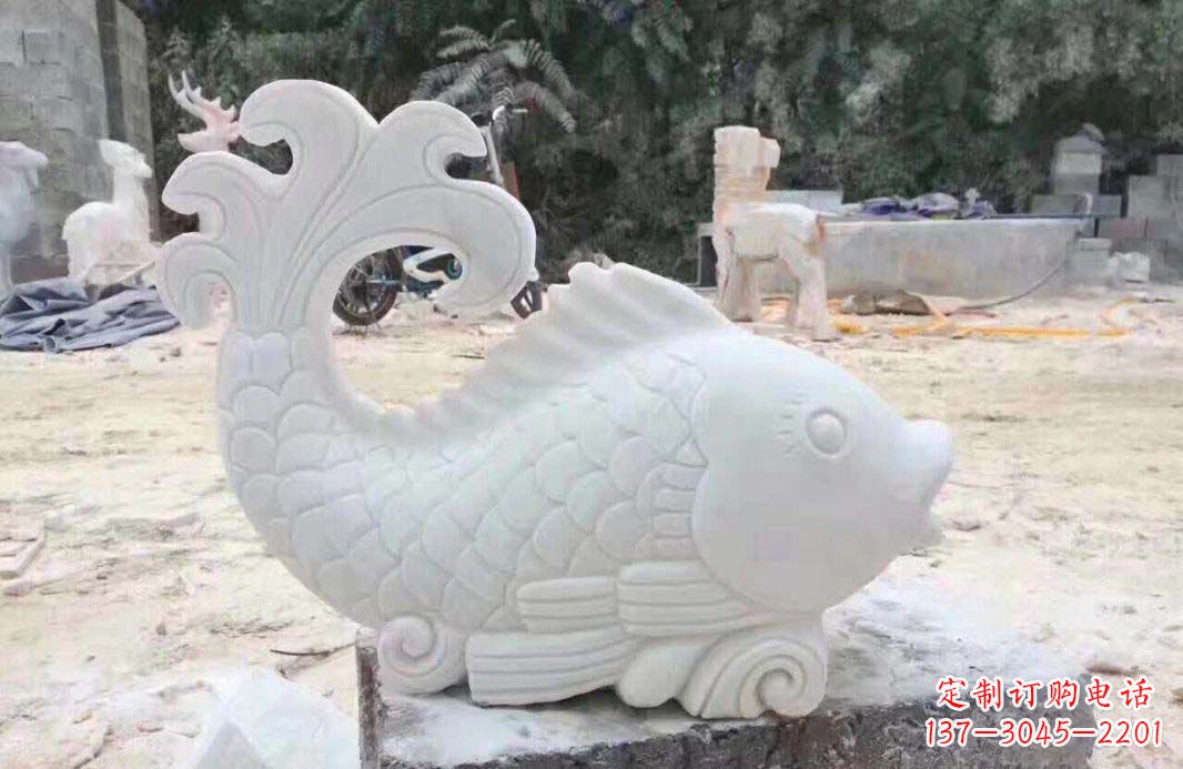 潍坊大理石鱼喷泉雕塑装置