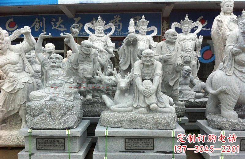 潍坊大理石坐式罗汉禅修雕塑