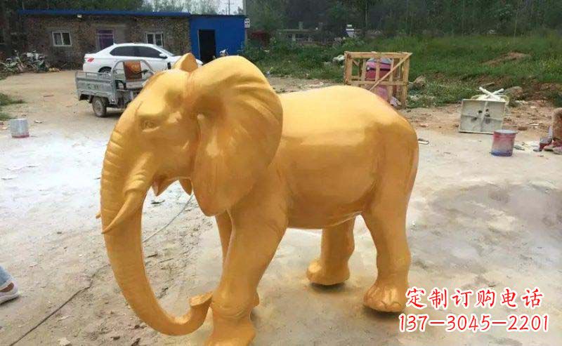 潍坊精美的大象玻璃钢仿铜雕塑