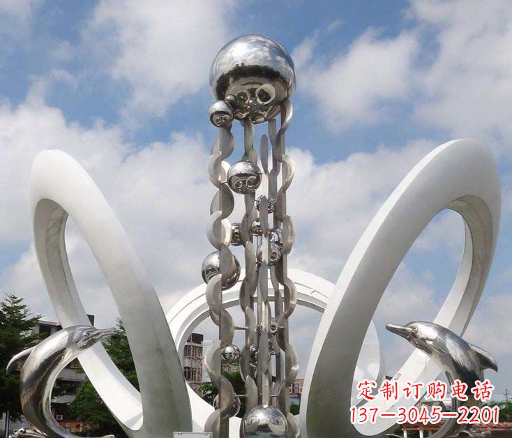 潍坊精致不锈钢海豚雕塑