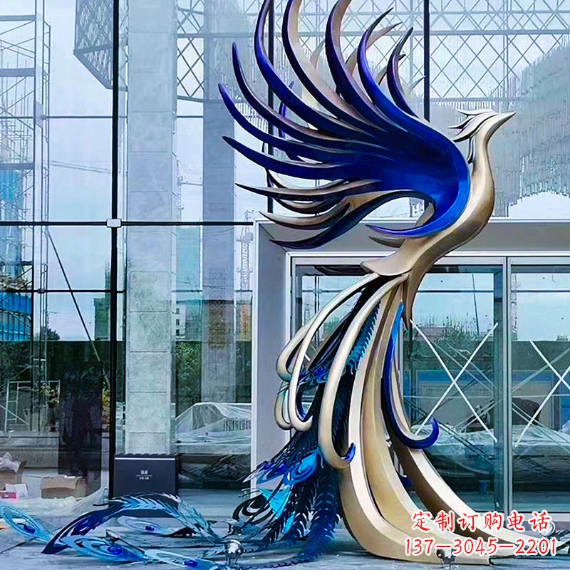 潍坊精美彩绘不锈钢孔雀雕塑