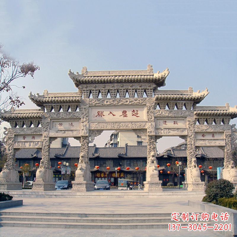 潍坊五门石雕牌坊雕塑——让城市更美丽