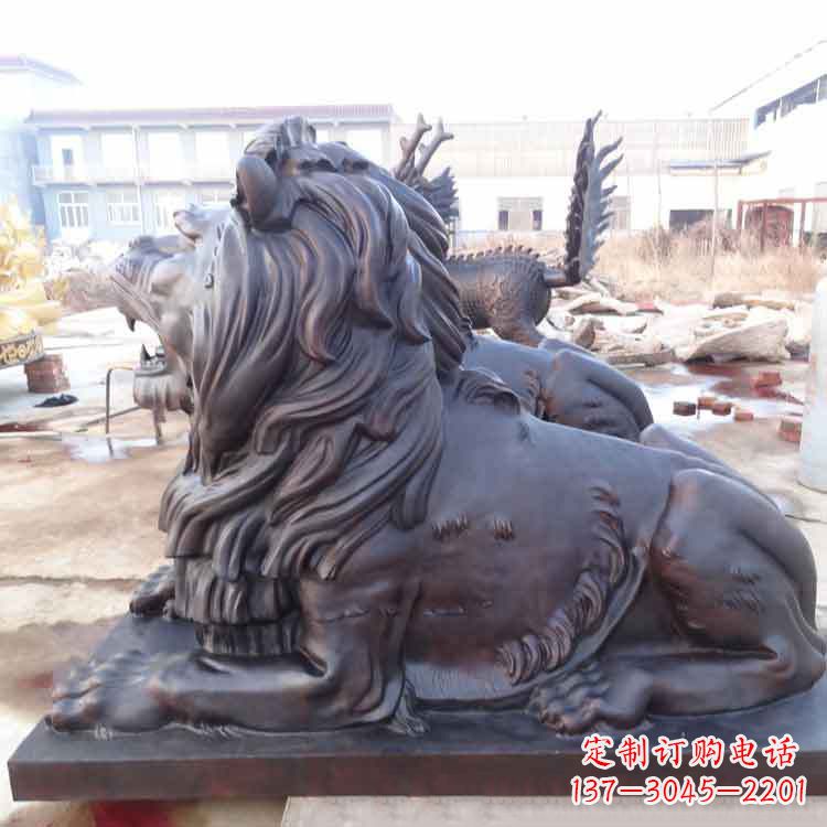 潍坊大型纯铜港币狮子动物雕塑