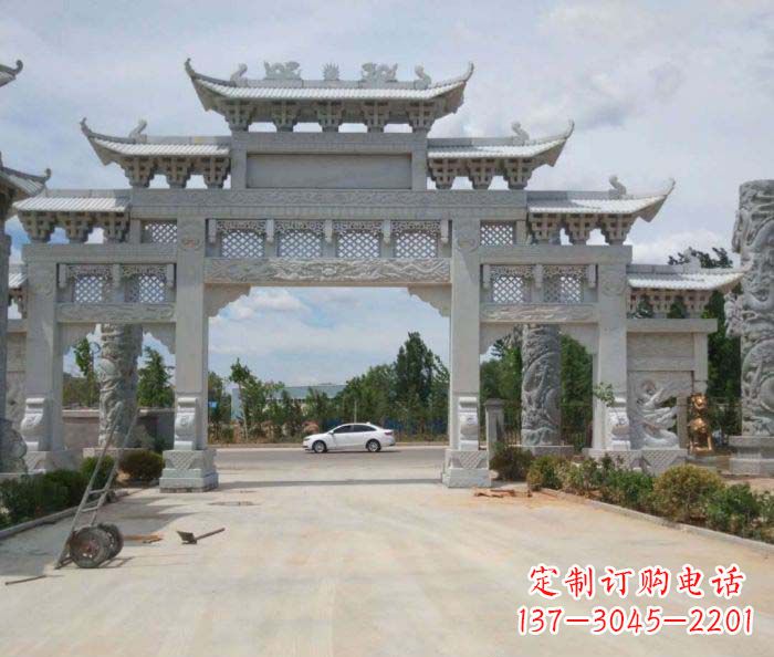 潍坊精美大型村口牌坊石雕