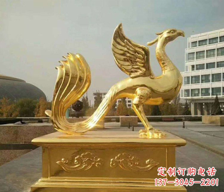 潍坊中领雕塑传承凤凰之美的大型铜雕塑