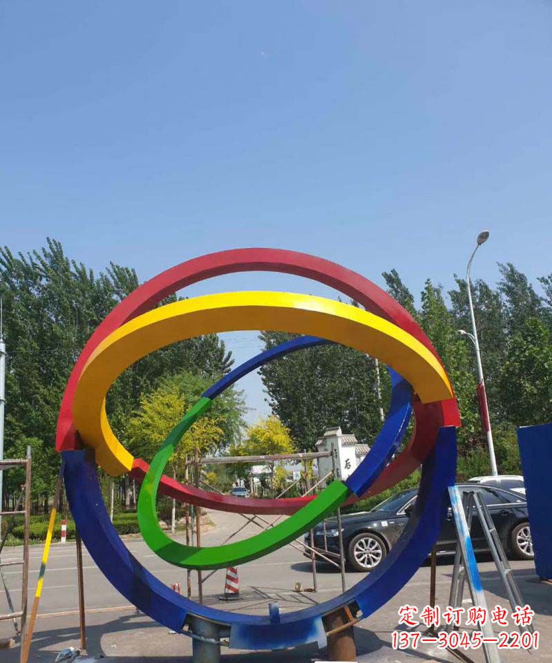 潍坊大型不锈钢广场圆环景观雕塑