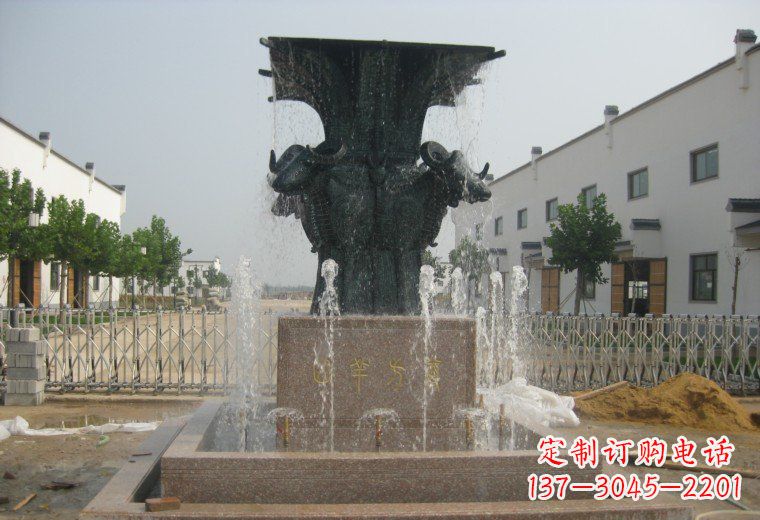 潍坊大型四羊方尊喷泉铜雕