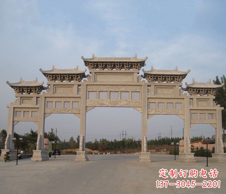 潍坊大型五门牌坊石雕精美雕塑