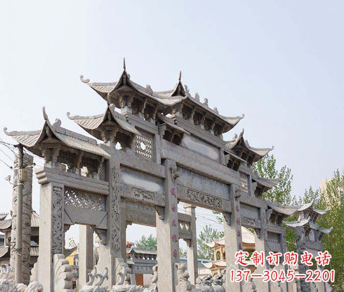 潍坊大型五门石雕牌楼 (2)
