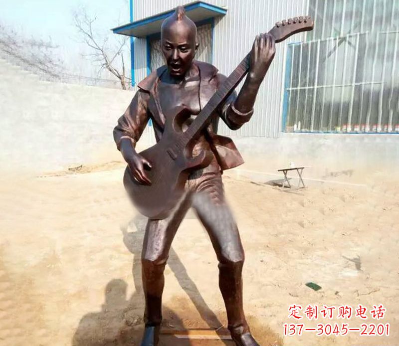 潍坊精致细腻的铜吉他雕塑